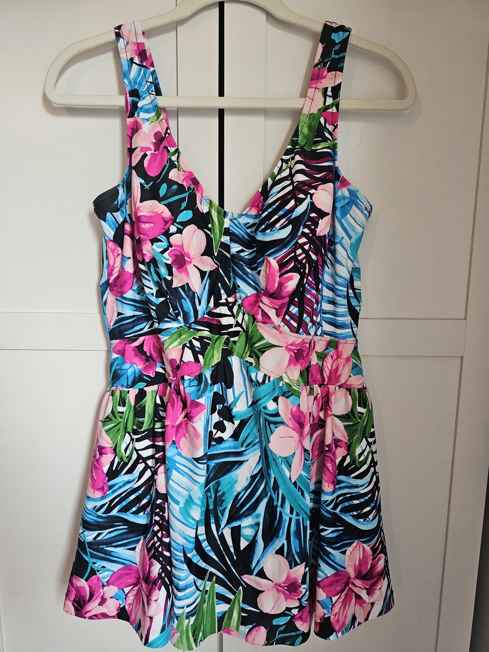 Le Cove Plus Size 18W Tropical Floral One-Piece Swim Dress V-Neck Coquette Chic - Picture 4 of 9